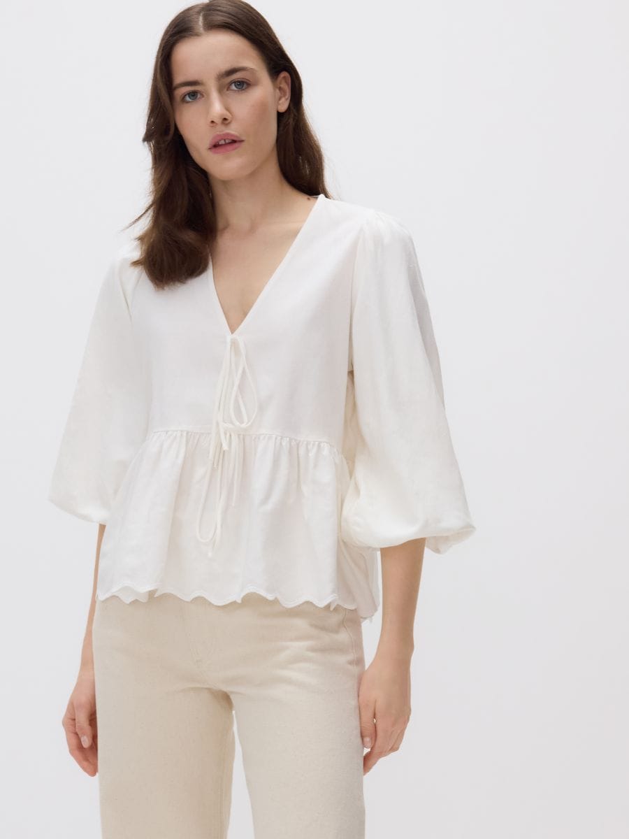 Linen blend blouse - white - RESERVED - 2