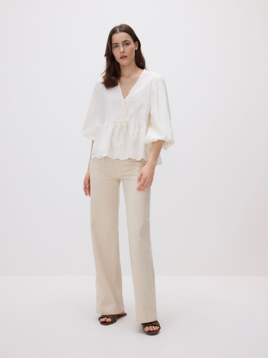 Linen blend blouse - white - RESERVED - 3