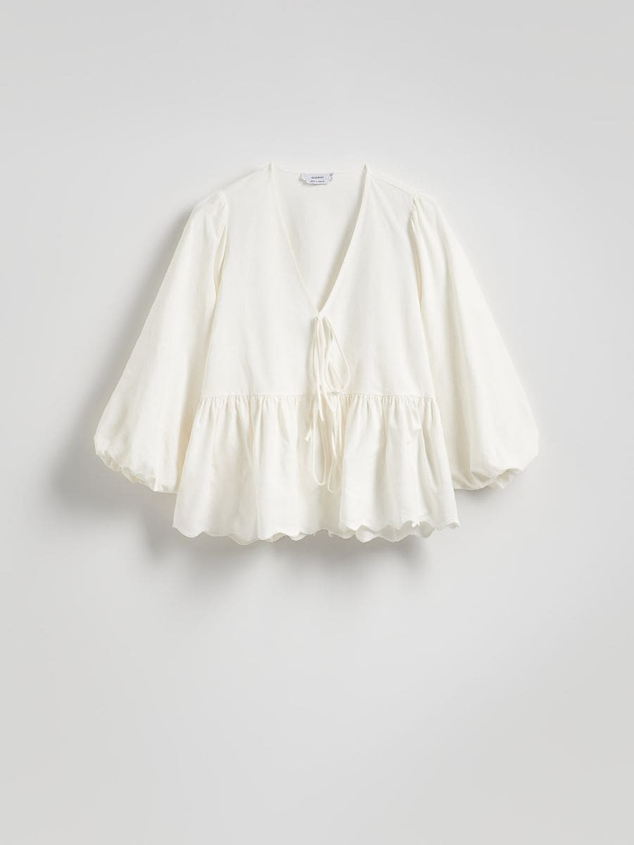 Linen blend blouse - white - RESERVED - 5