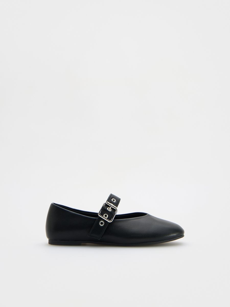 Leather imitation ballerinas - black - RESERVED