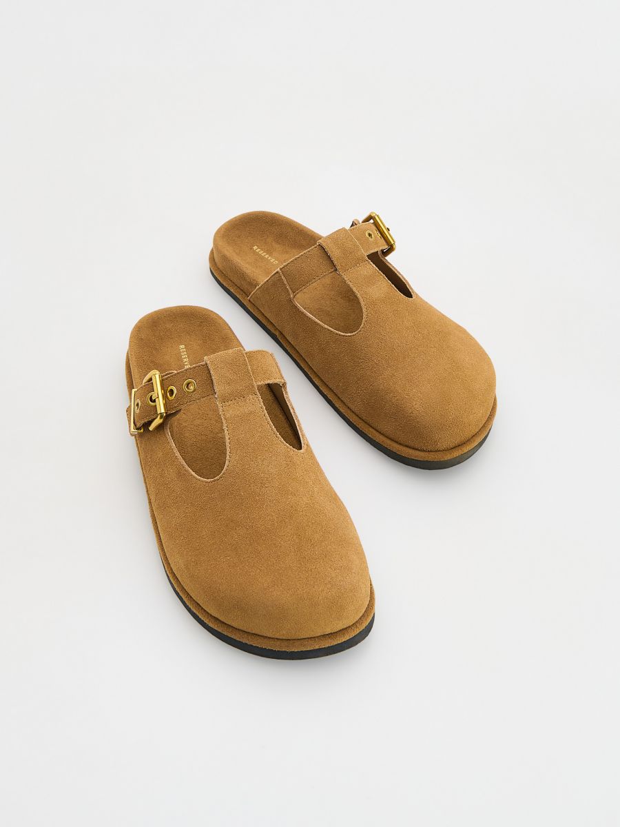 Mules en daim avec boucle - brun mordoré - RESERVED - 2