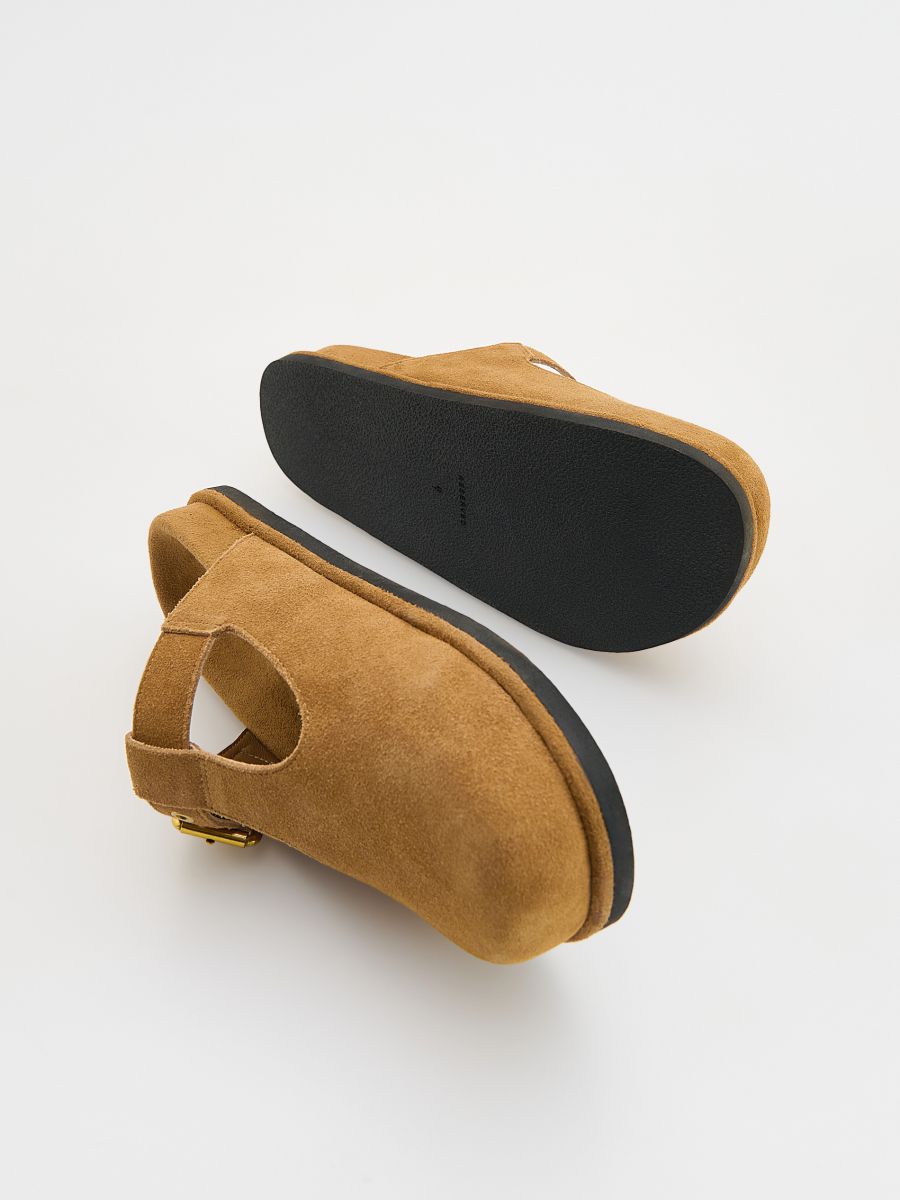 Mules en daim avec boucle - brun mordoré - RESERVED - 4