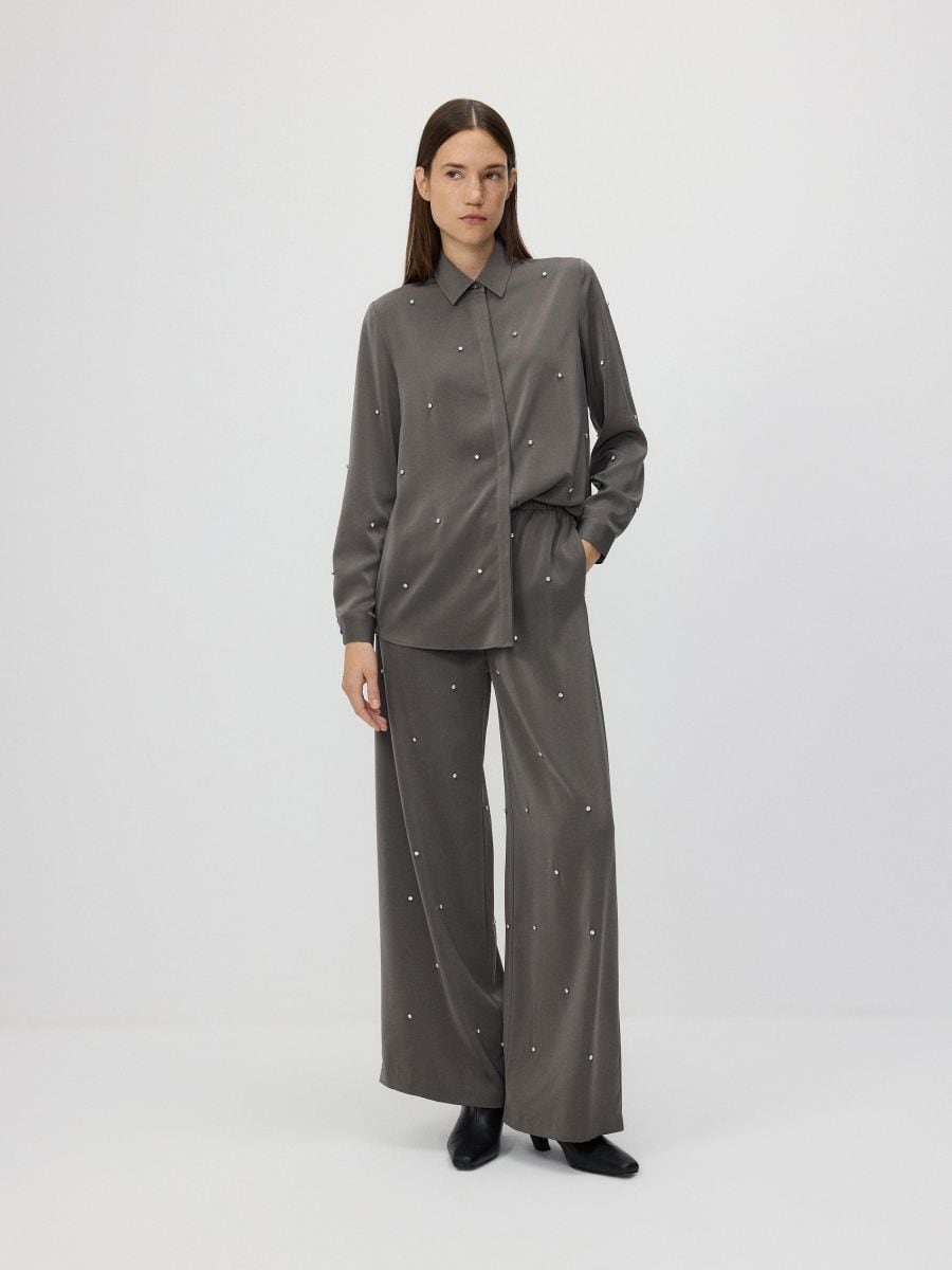 Plain shirt with appliqué - dark grey - RESERVED - 4