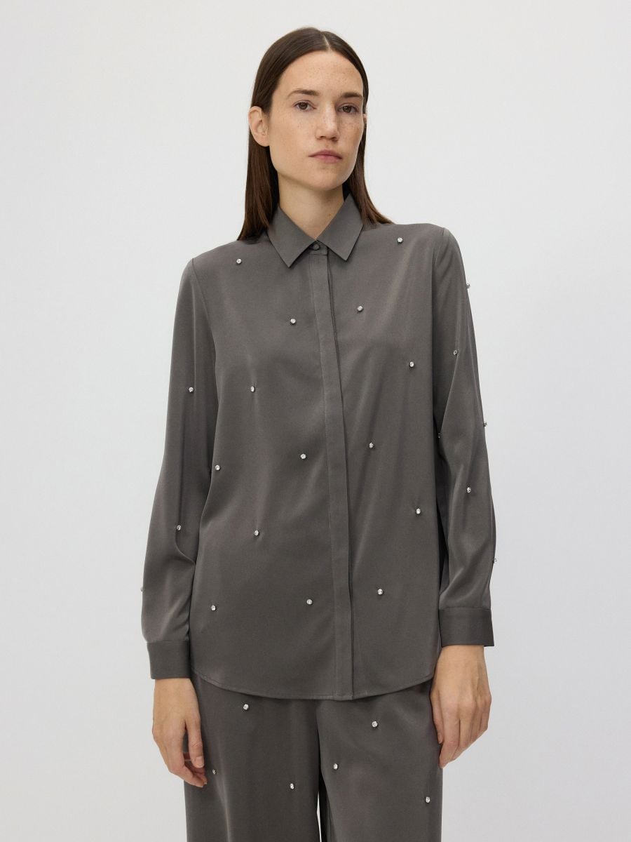 Plain shirt with appliqué - dark grey - RESERVED - 2