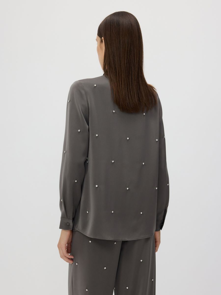 Plain shirt with appliqué - dark grey - RESERVED - 3