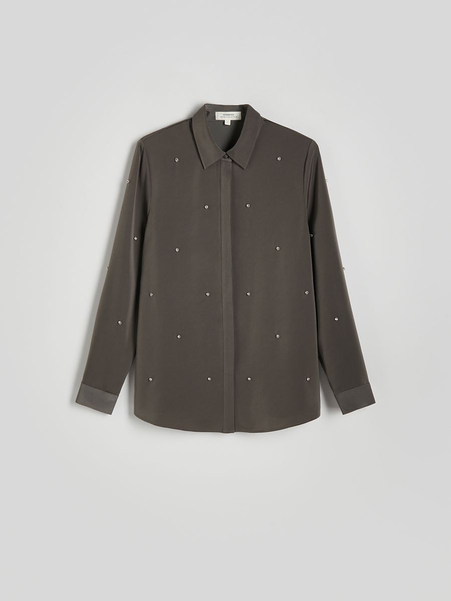 Plain shirt with appliqué - dark grey - RESERVED - 5