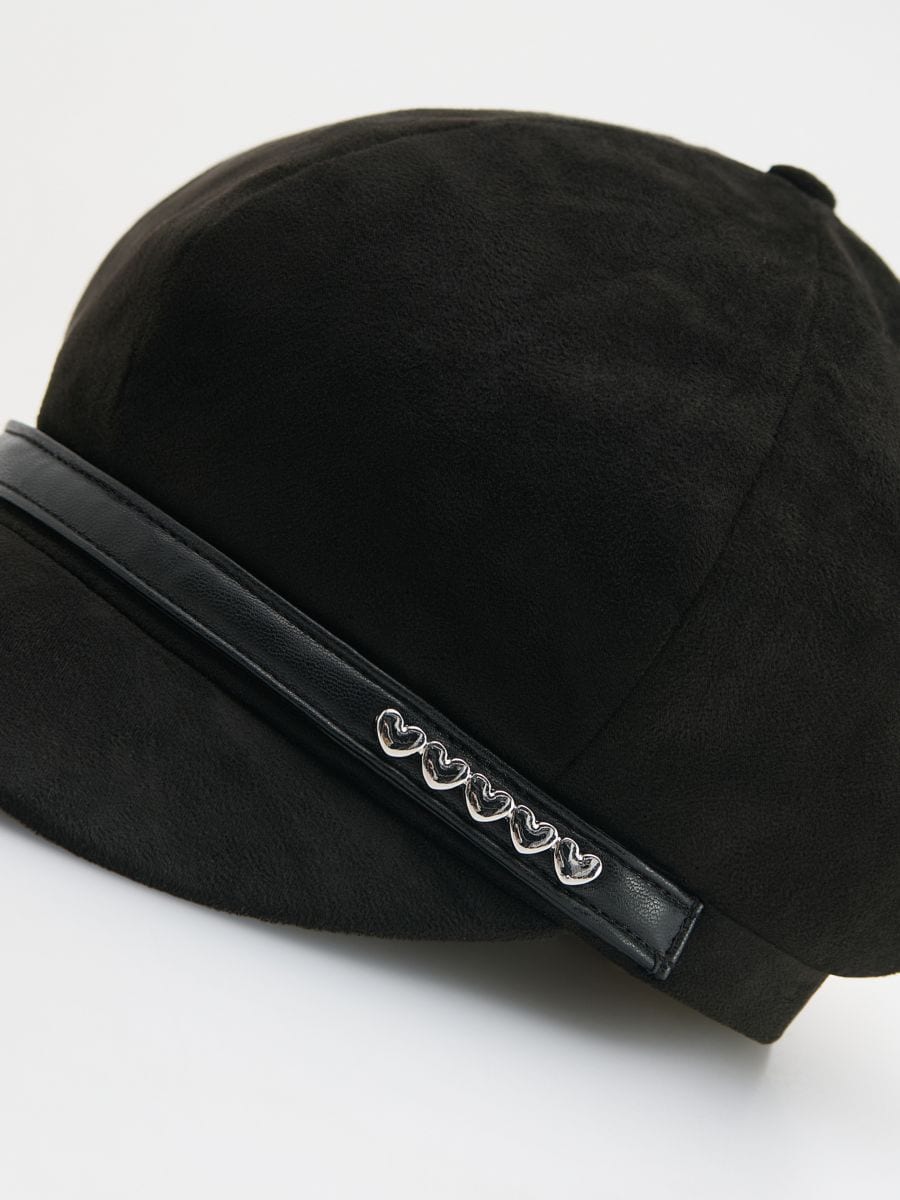 Faux suede flat cap - black - RESERVED - 2
