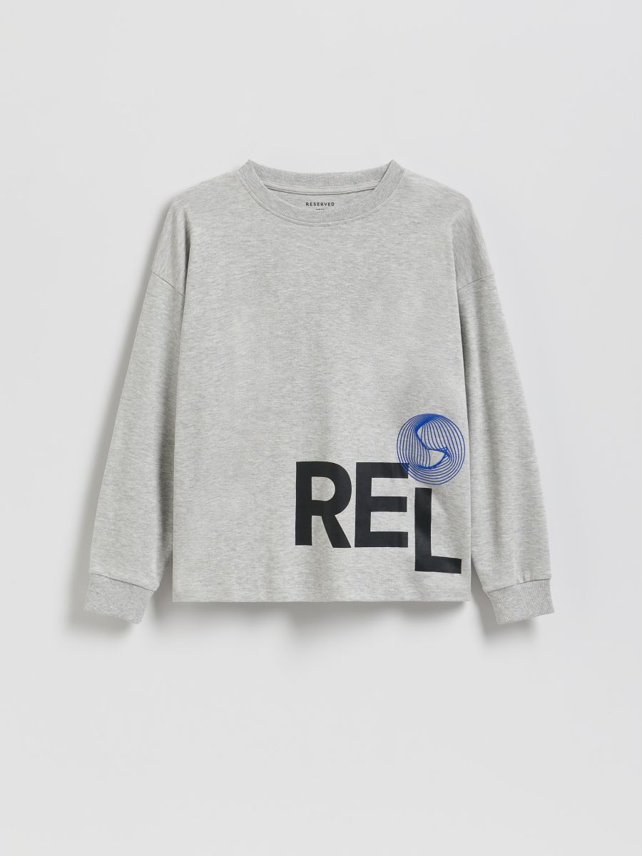 T-shirt en coton à manches longues et imprimé - Gris clair - RESERVED