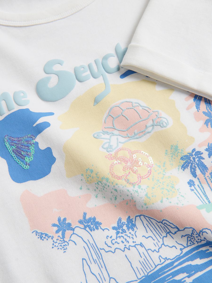 Cotton T-shirt with print - cream - RESERVED - 2