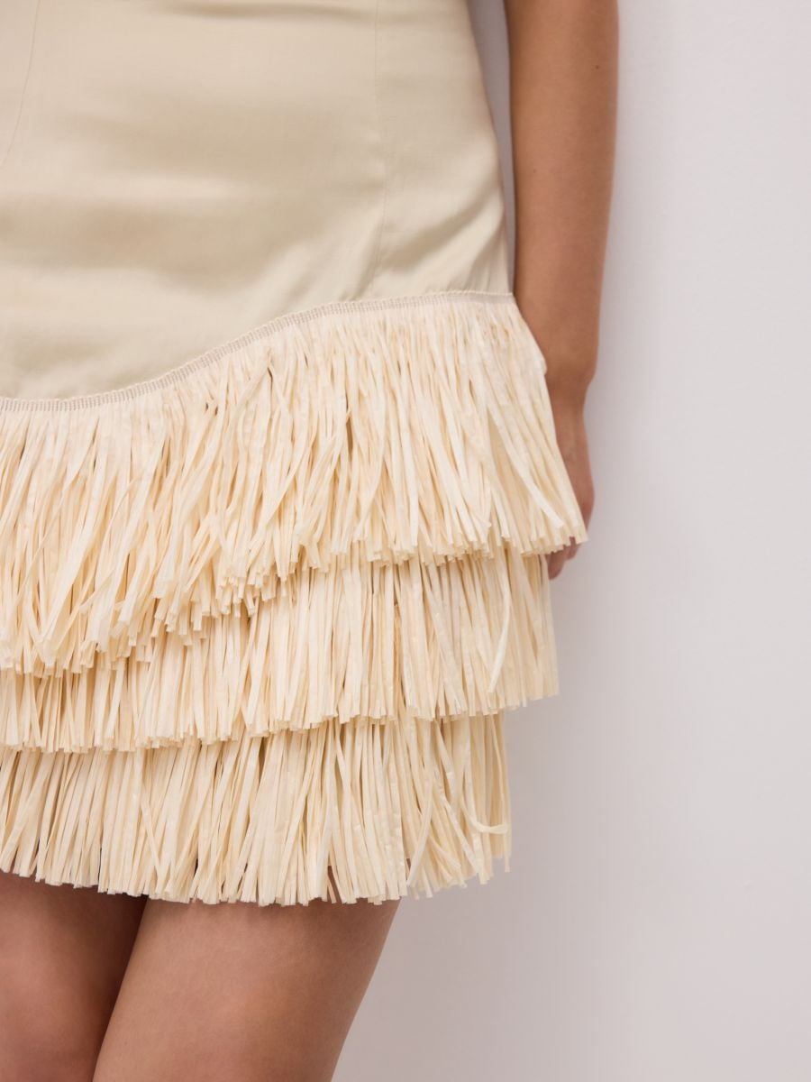 Bandeaukleid mit Fransen - beige - RESERVED - 5