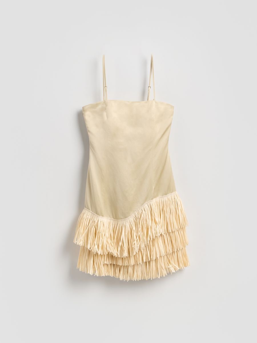 Bandeaukleid mit Fransen - beige - RESERVED - 6