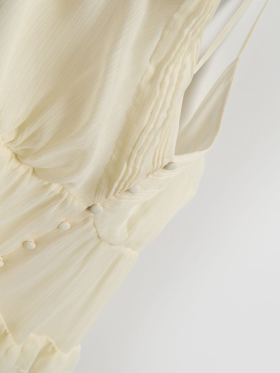 Stufenkleid in Maxilänge - creme - RESERVED - 2