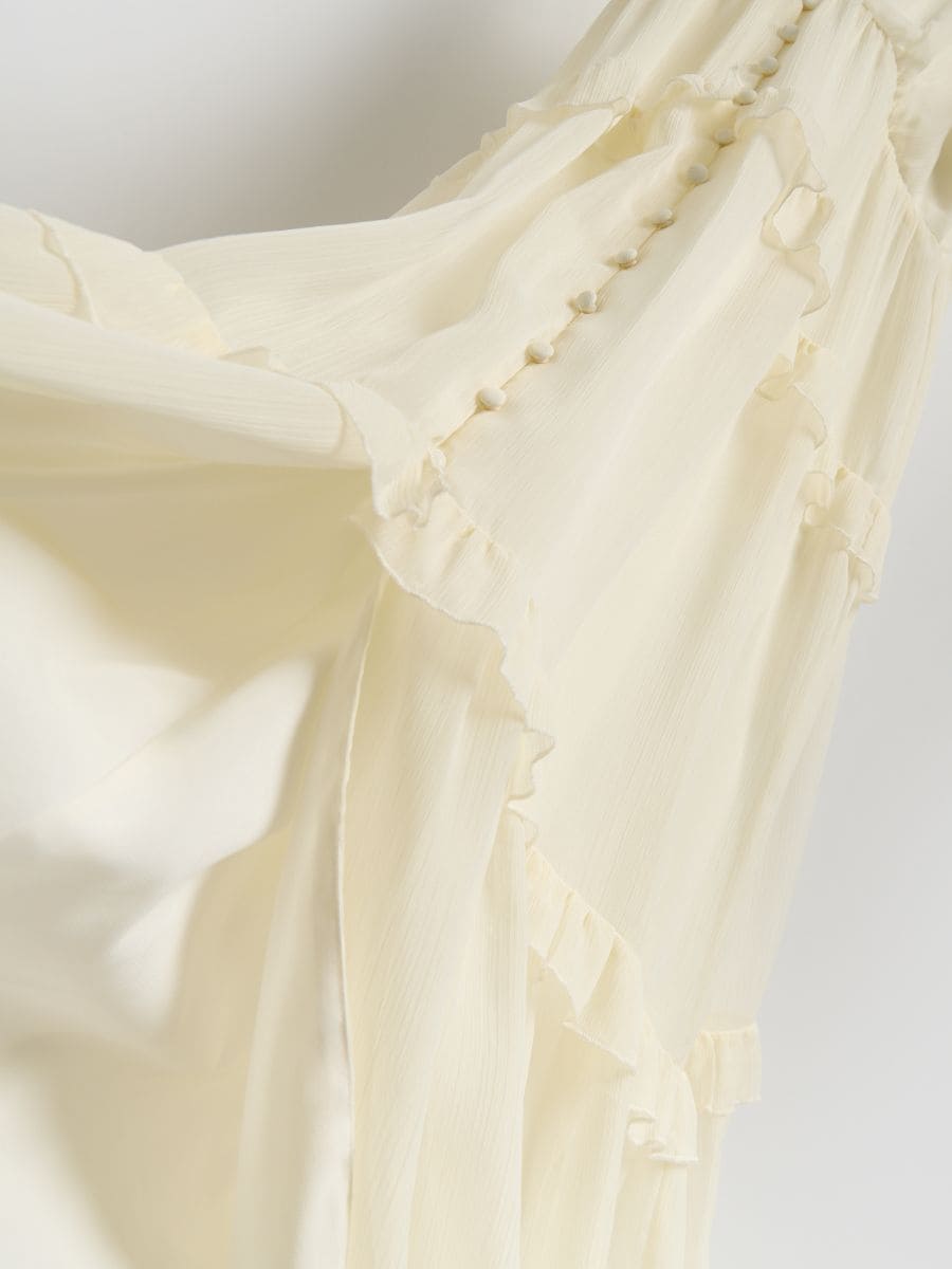 Stufenkleid in Maxilänge - creme - RESERVED - 3