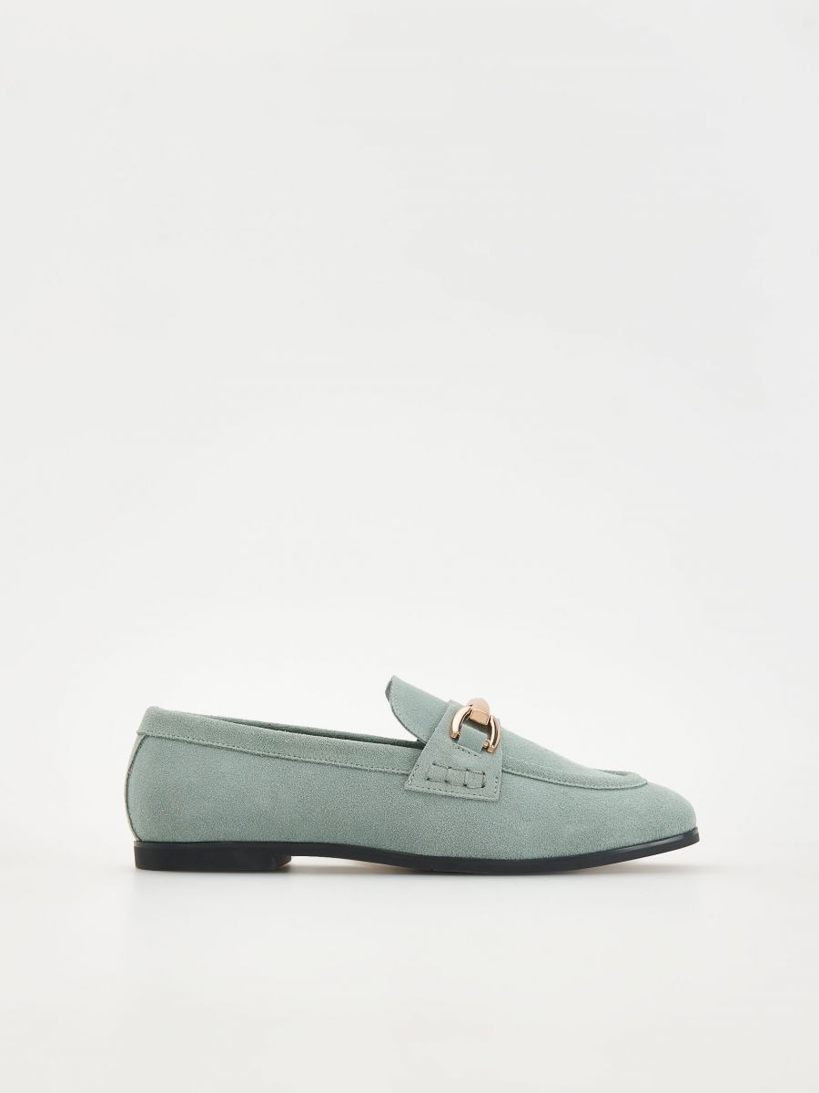 Suede loafers - pale green - RESERVED