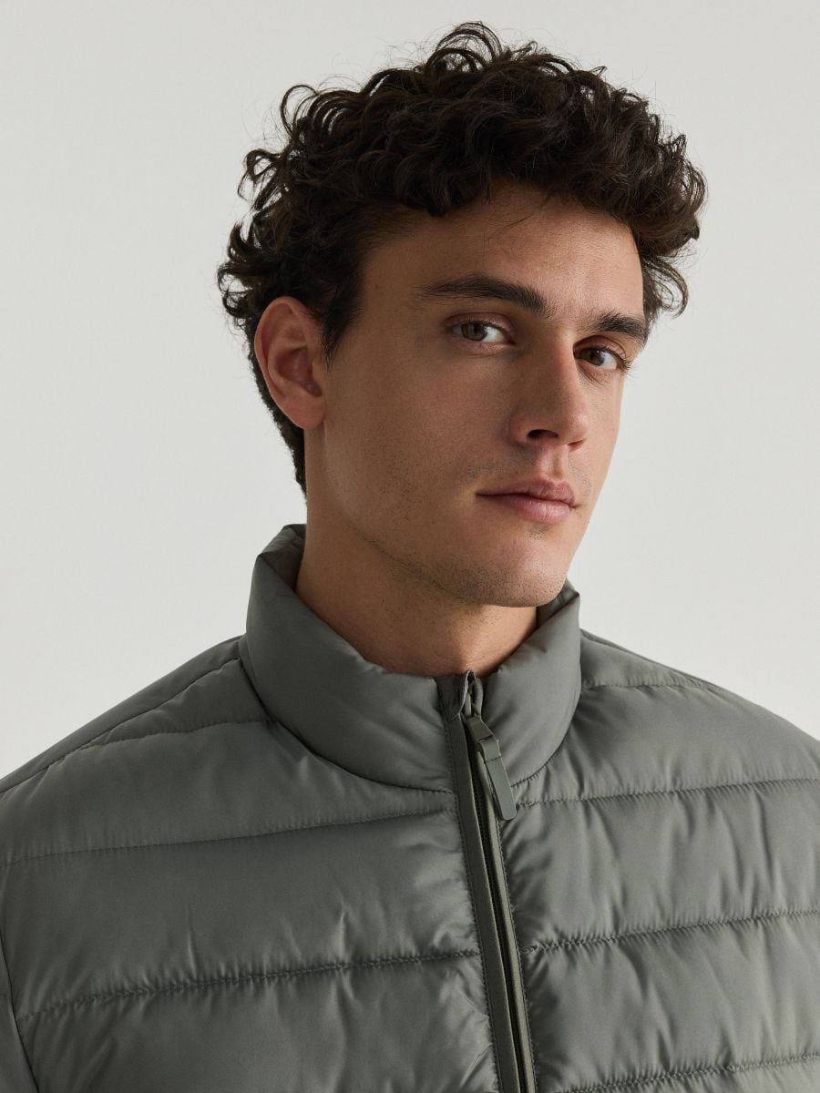 Quilted jacket with stand up collar - light green - RESERVED - 3