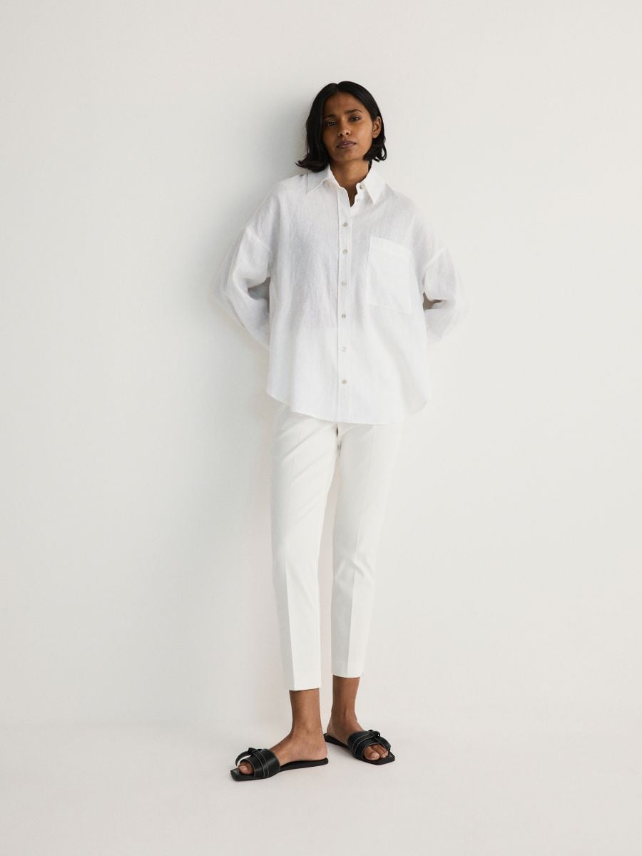 Cigarette trousers with pressed crease - white - RESERVED - 4