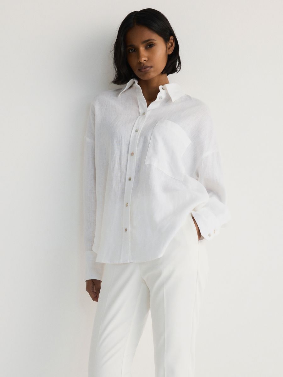 Cigarette trousers with pressed crease - white - RESERVED - 5