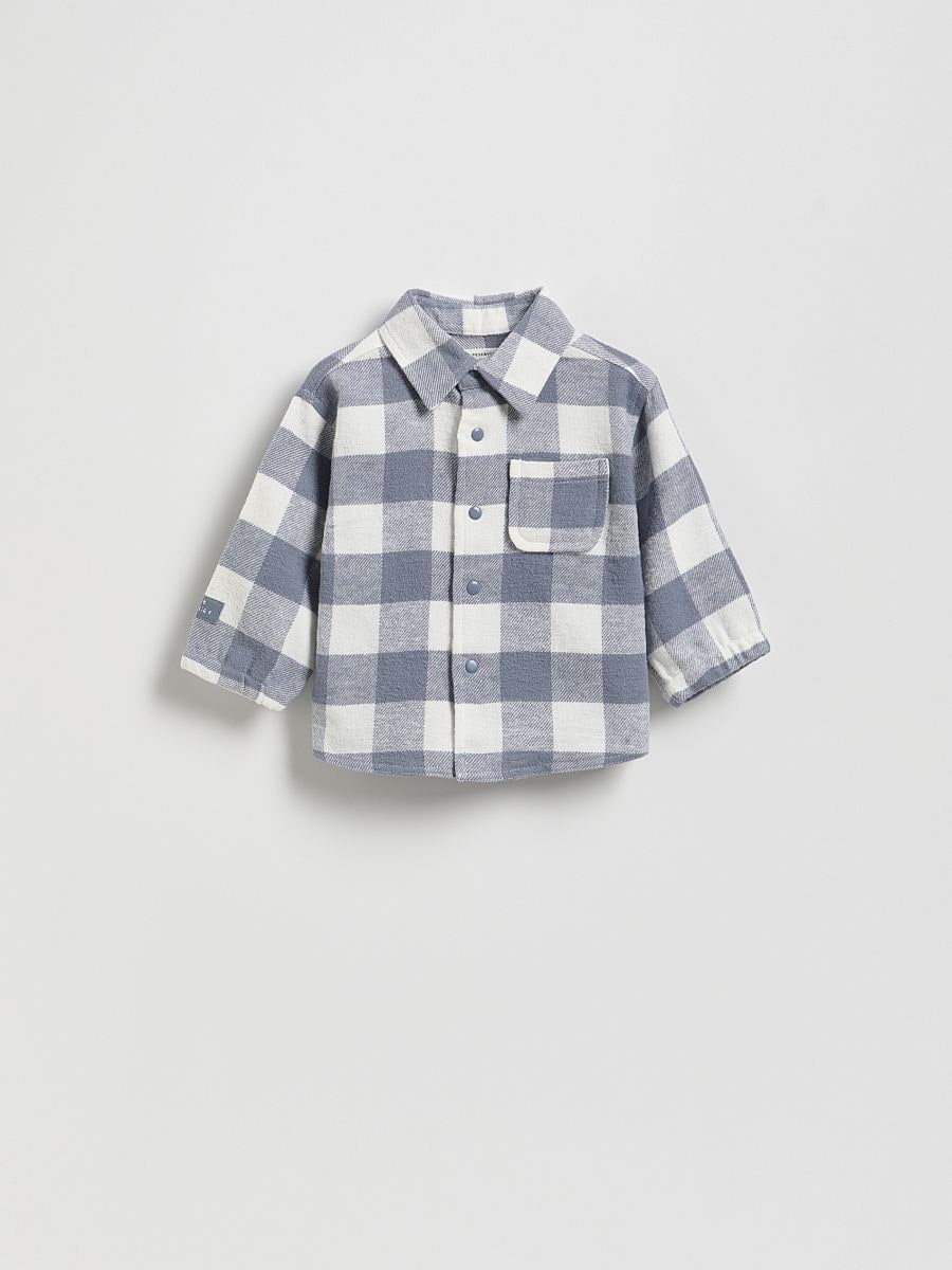 Check cotton shirt - light grey - RESERVED