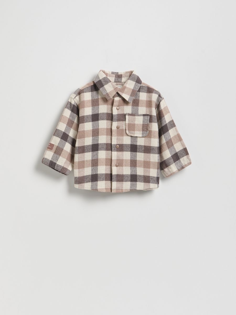 Check cotton shirt - coffee - RESERVED