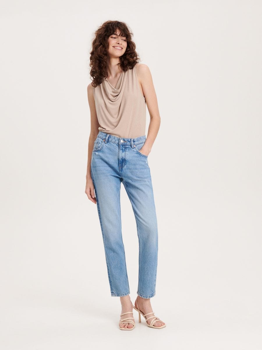 Slim fit top - beige - RESERVED - 2