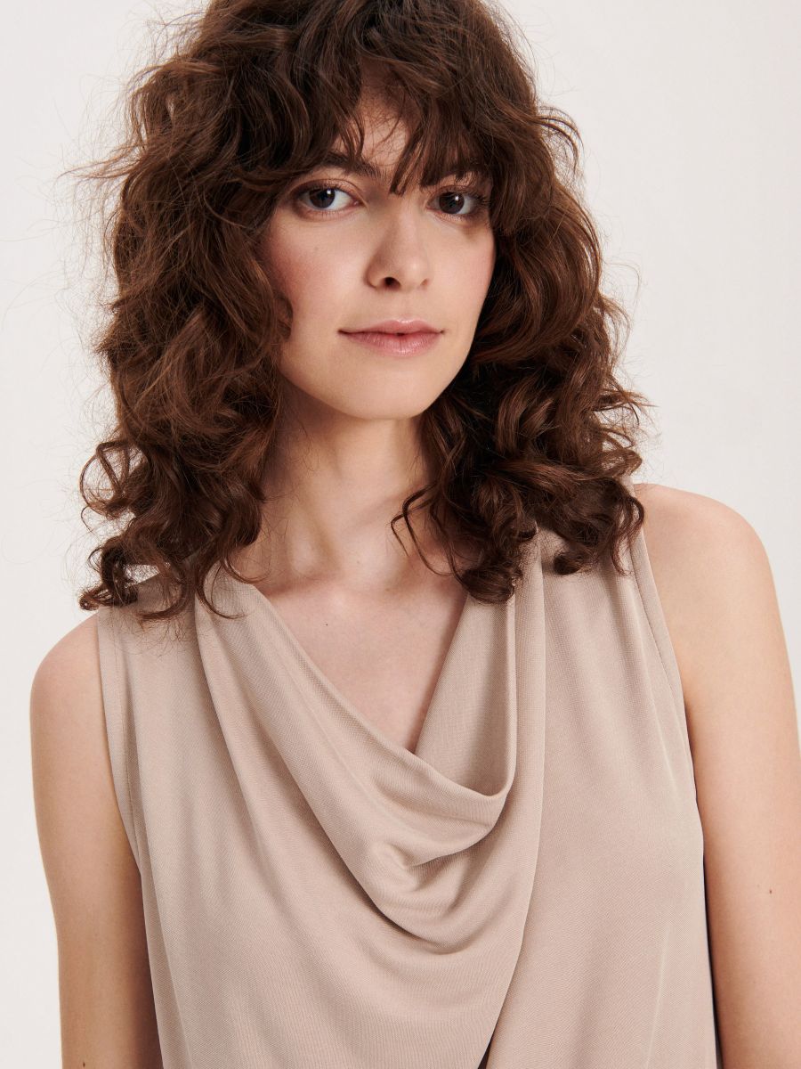 Slim fit top - beige - RESERVED - 3