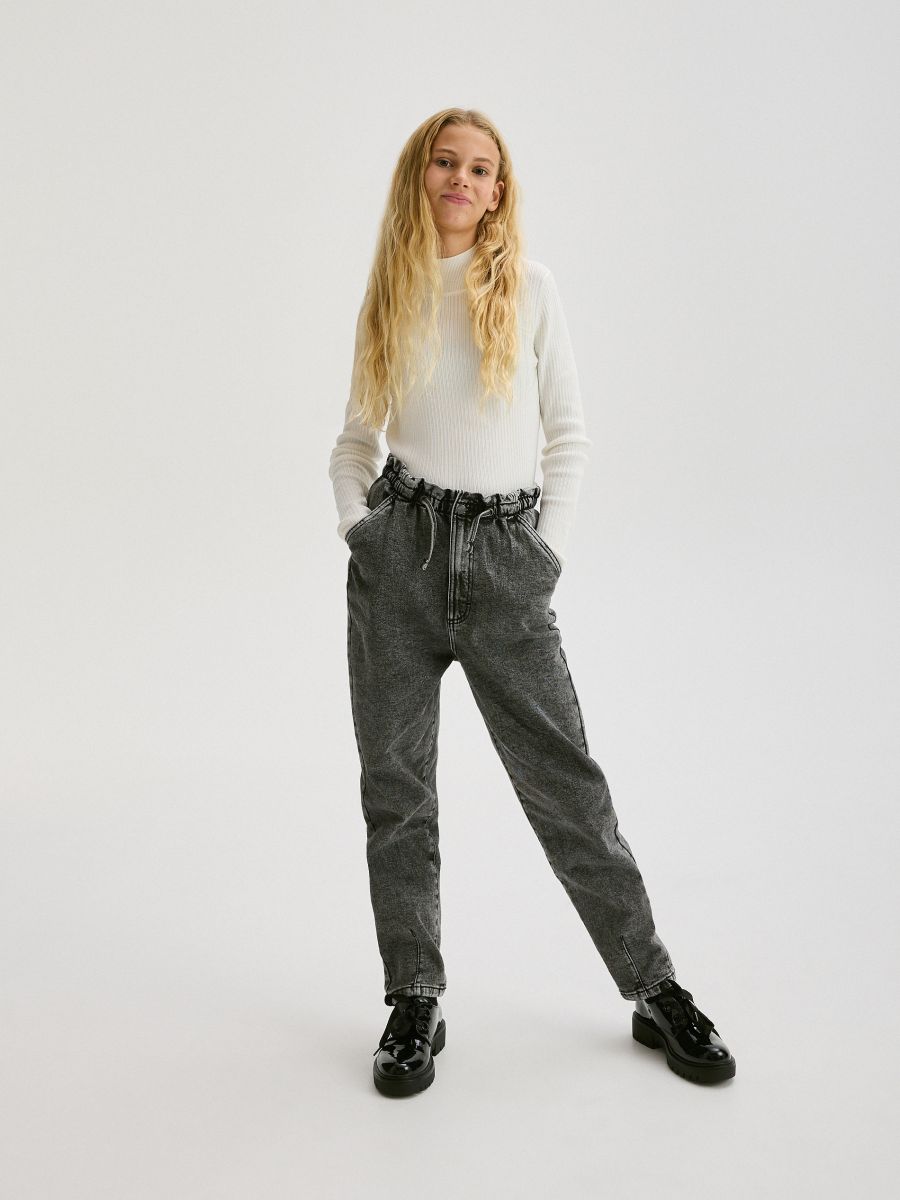 Baggy jeans with insulation - grey - RESERVED