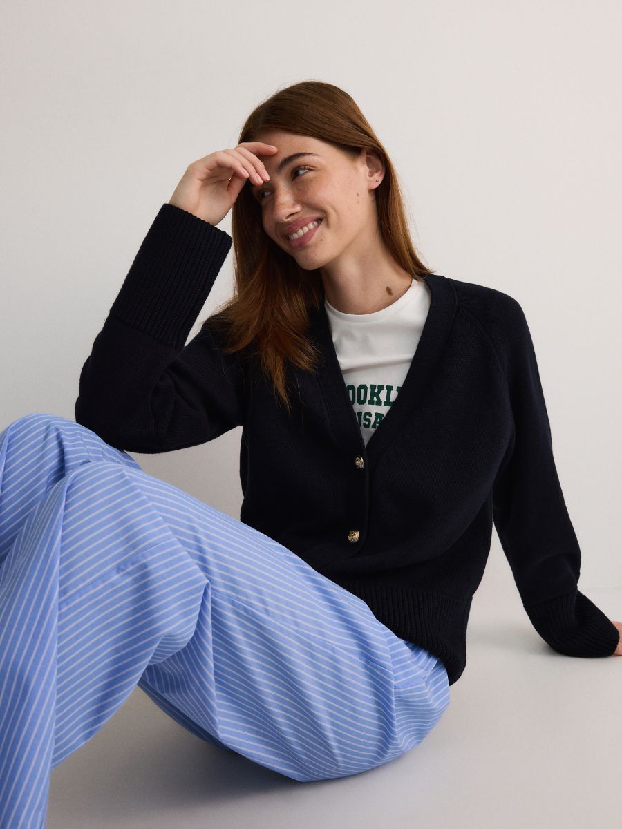 Cardigan with decorative buttons - navy - RESERVED - 3