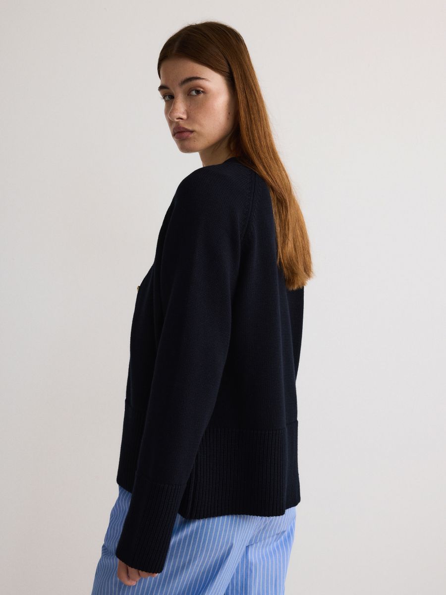 Cardigan with decorative buttons - navy - RESERVED - 4