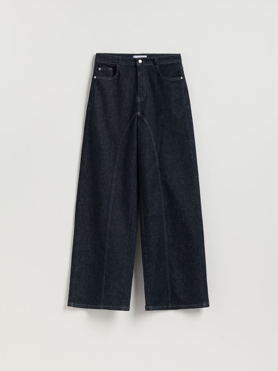 High waist wide leg jeans - navy - RESERVED