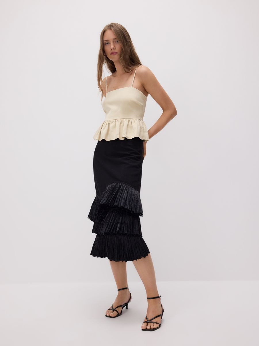 Satin top with peplum hem - nude - RESERVED - 3