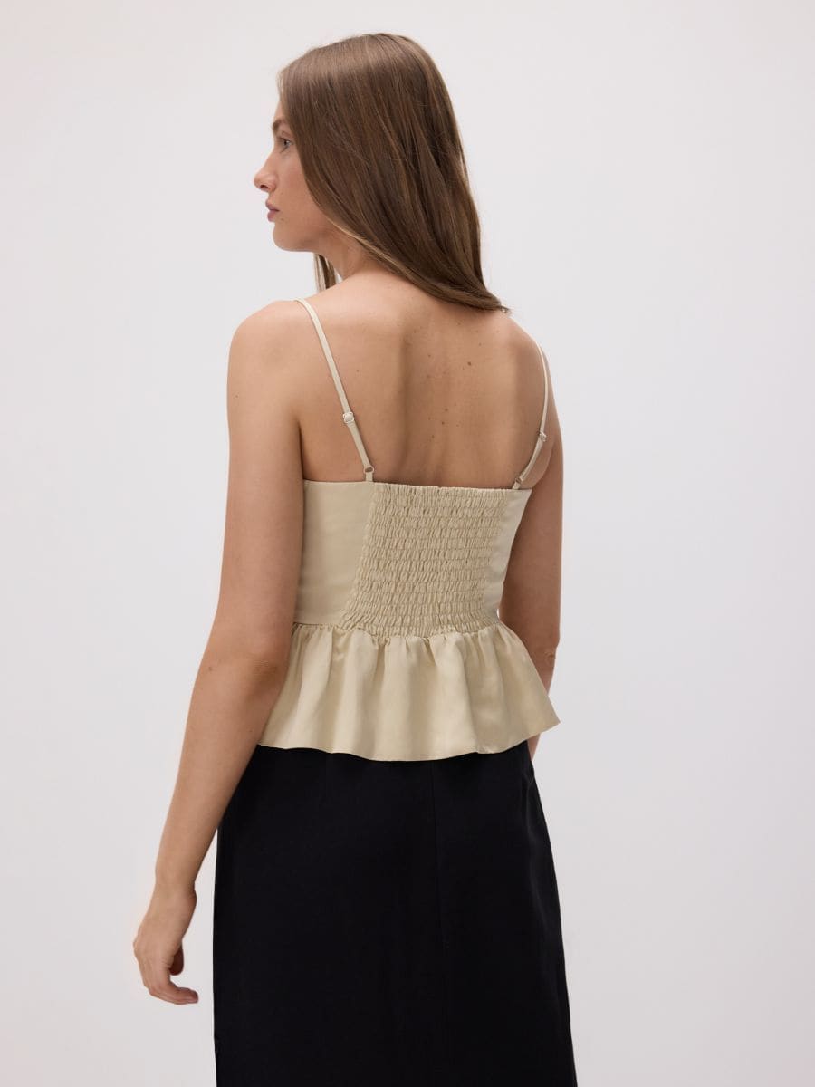Satin top with peplum hem - nude - RESERVED - 5