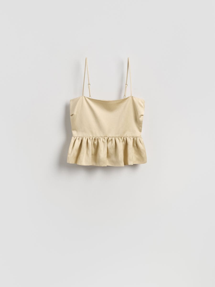 Satenski top s peplum porubom - nude - RESERVED