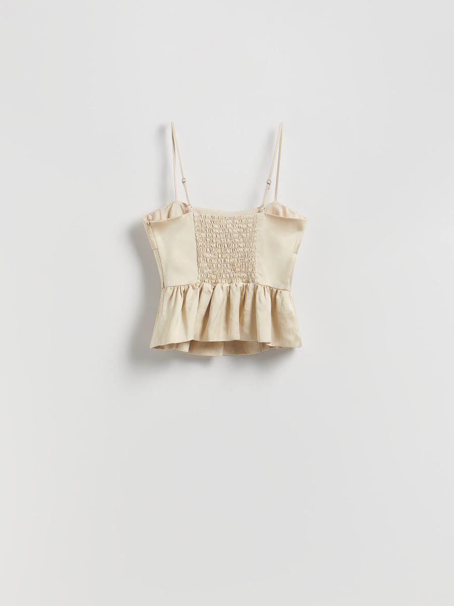 Satin top with peplum hem - nude - RESERVED - 9