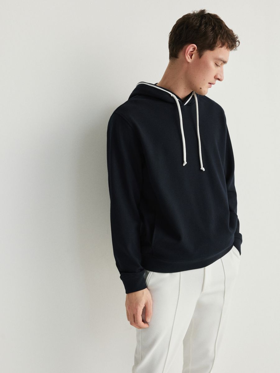 Sweatshirt with contrast detailing - navy - RESERVED