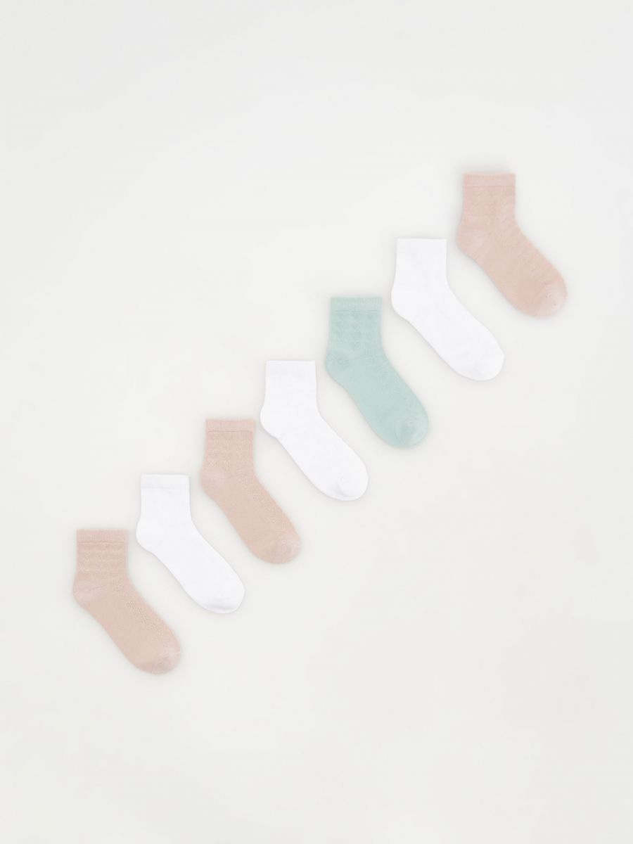Sada 7 párů ponožek s vysokým podílem bavlny - vícebarevná - RESERVED