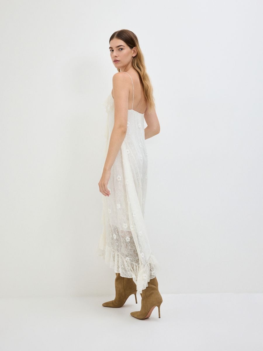 Sequin dress with ruffle detail - white - RESERVED - 3