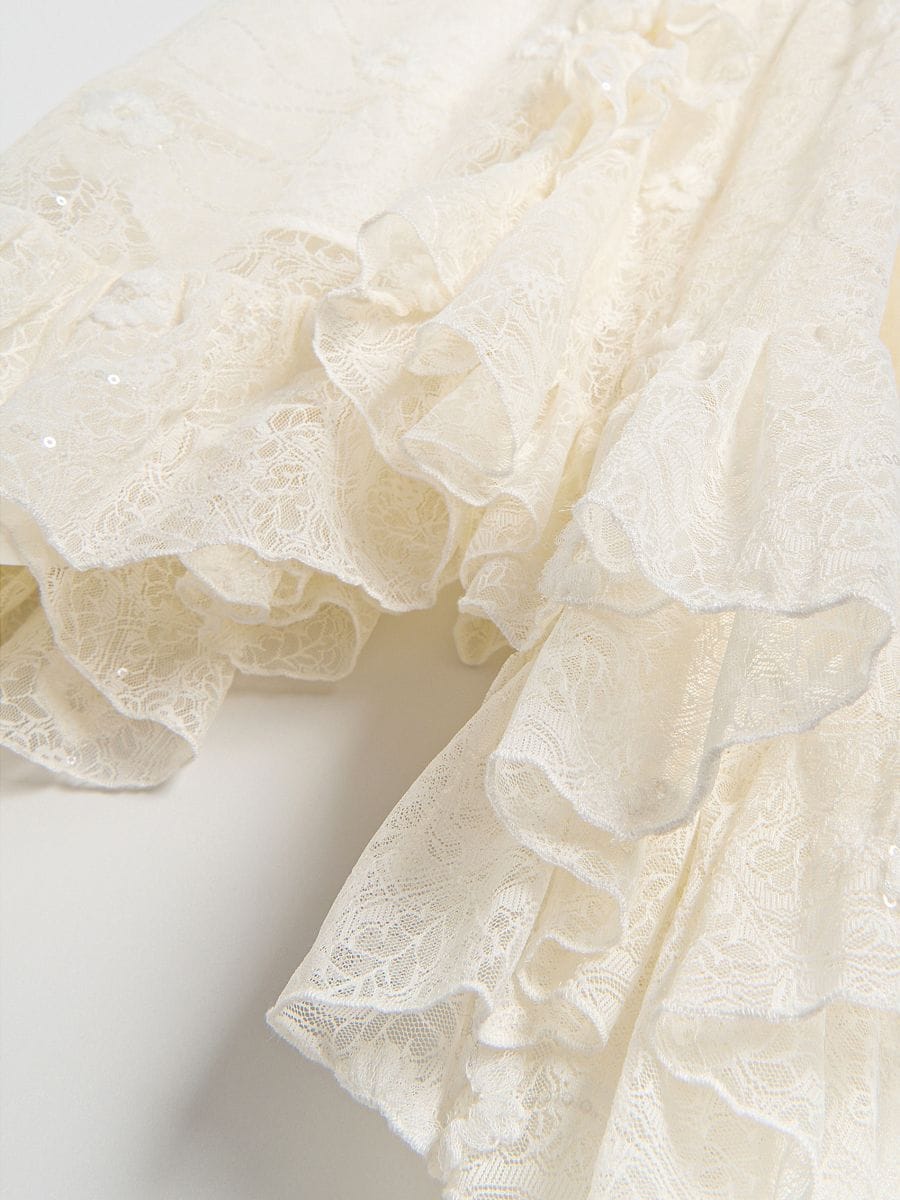 Sequin dress with ruffle detail - white - RESERVED - 7
