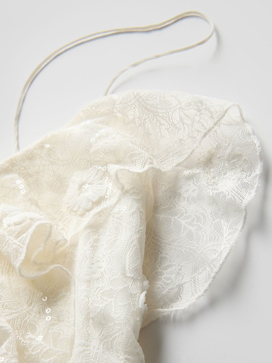 Sequin dress with ruffle detail - white - RESERVED - 8