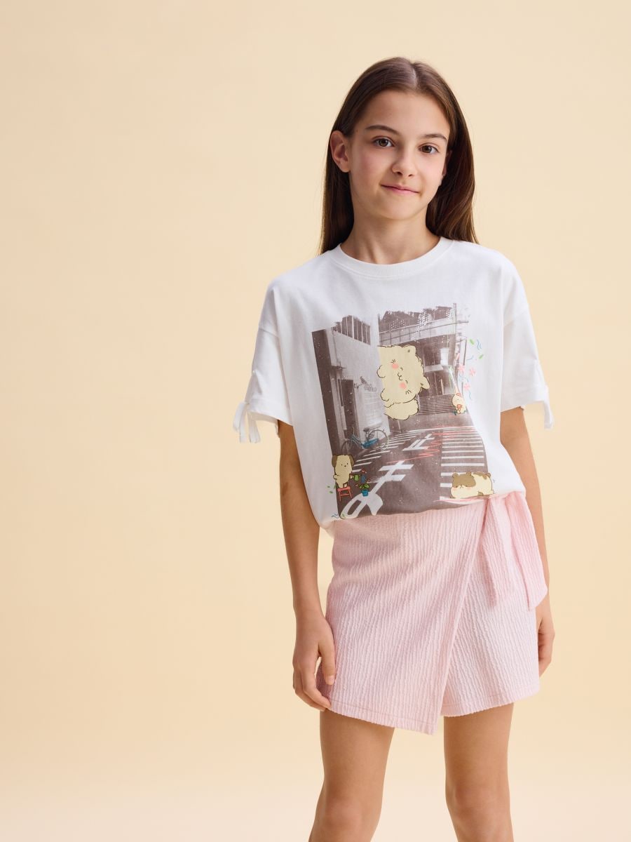 Shorts with wrap front - pastel pink - RESERVED - 3