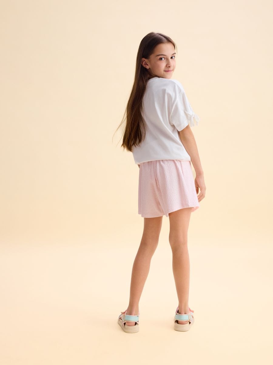 Shorts with wrap front - pastel pink - RESERVED - 2