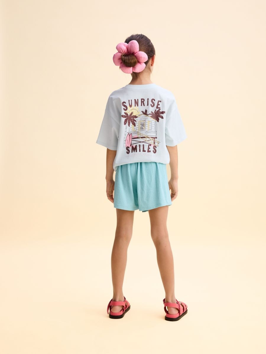Shorts with wrap front - pale turquoise - RESERVED - 3