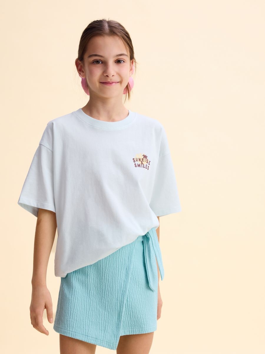 Shorts with wrap front - pale turquoise - RESERVED - 5