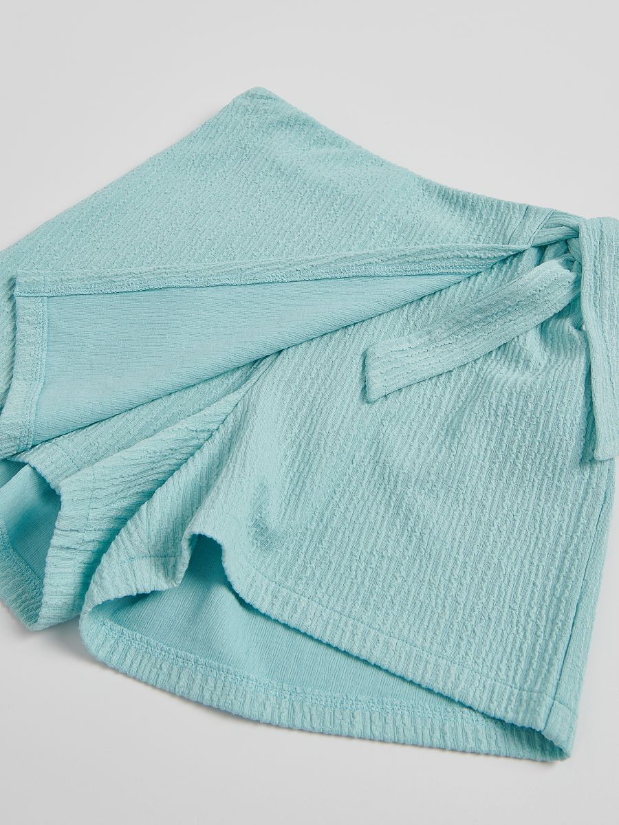 Shorts with wrap front - pale turquoise - RESERVED - 4