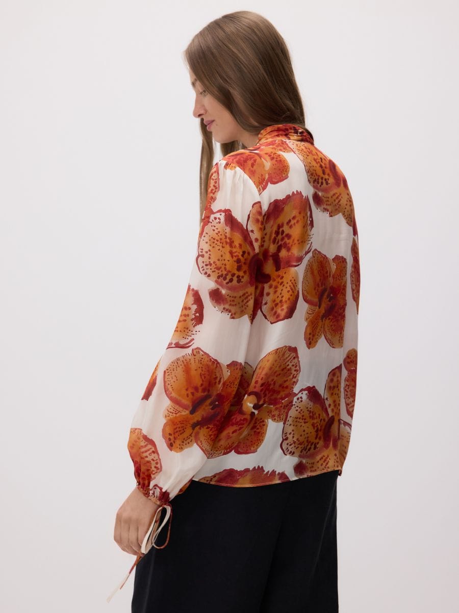 Camisa em viscose com detalhe de atar - MUTICOLORIDO - RESERVED - 5
