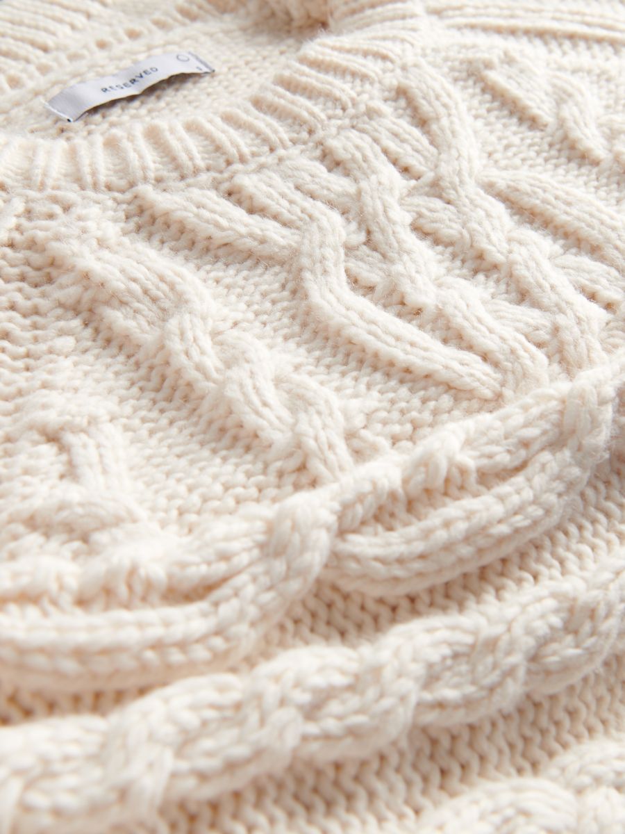 Pullover mit Zopfmuster - beige - RESERVED - 5