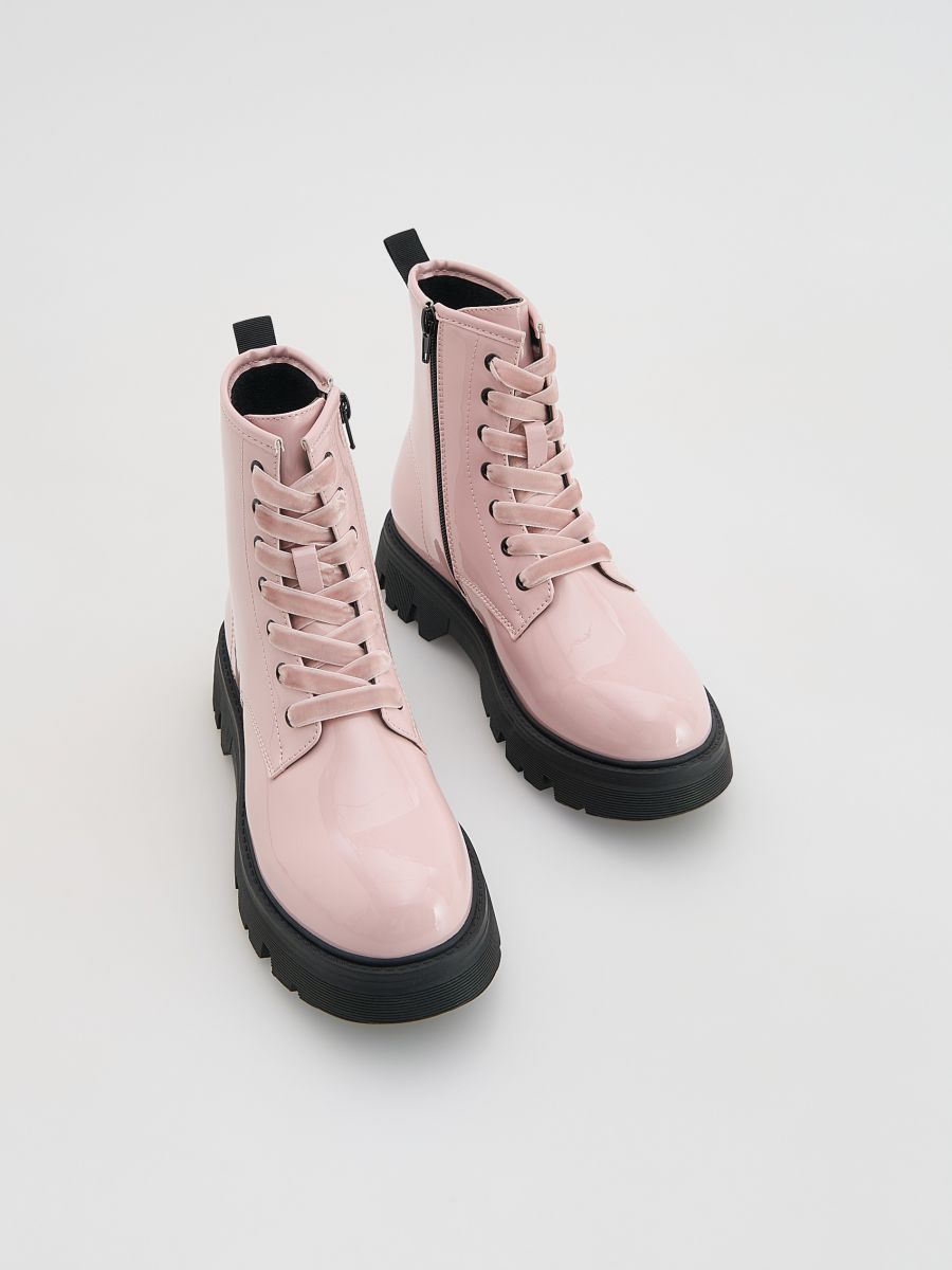 High shine hiking boots - pastel pink - RESERVED