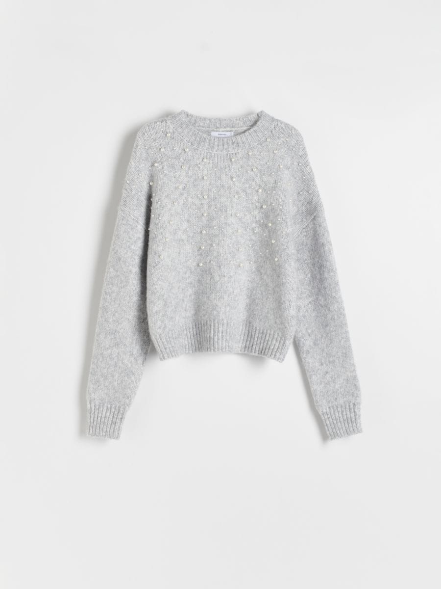 Pullover mit Perlen - hellgrau - RESERVED - 3