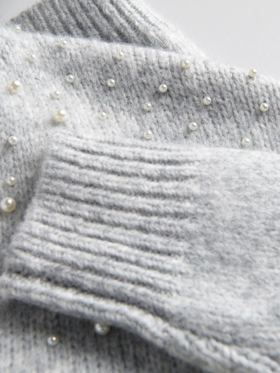 Pullover mit Perlen - hellgrau - RESERVED - 4