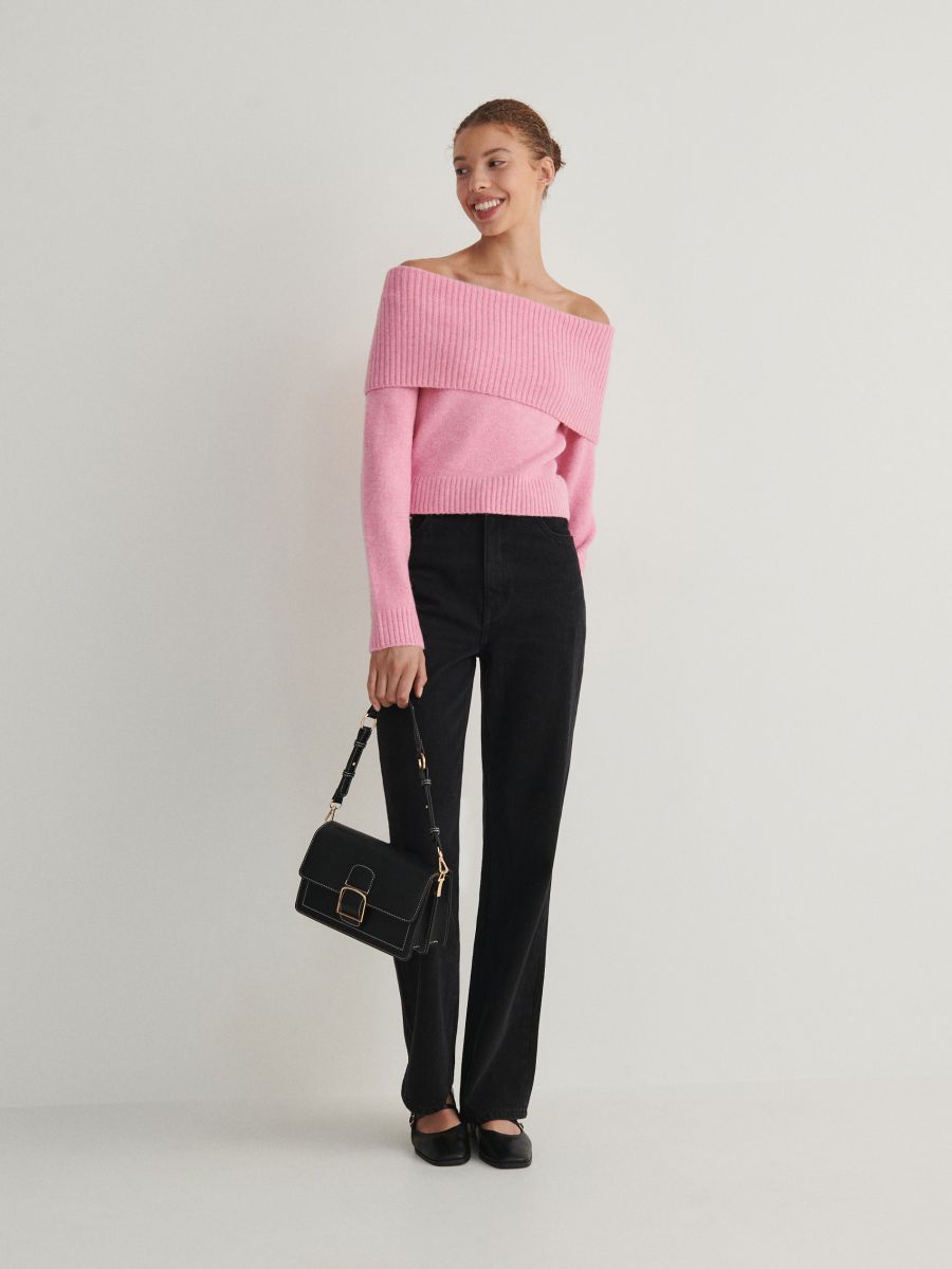 Off shoulder sweater - pink - RESERVED - 2