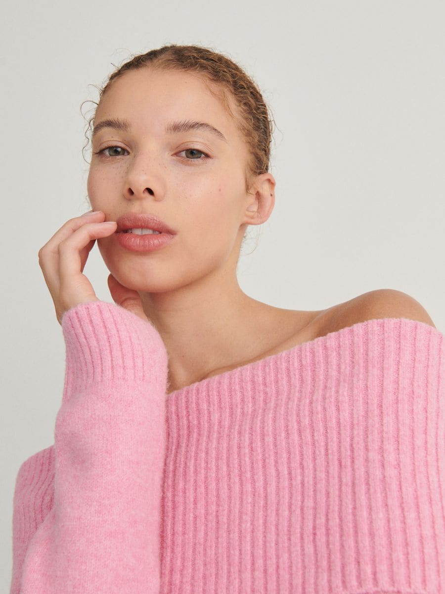 Off shoulder sweater - pink - RESERVED - 3